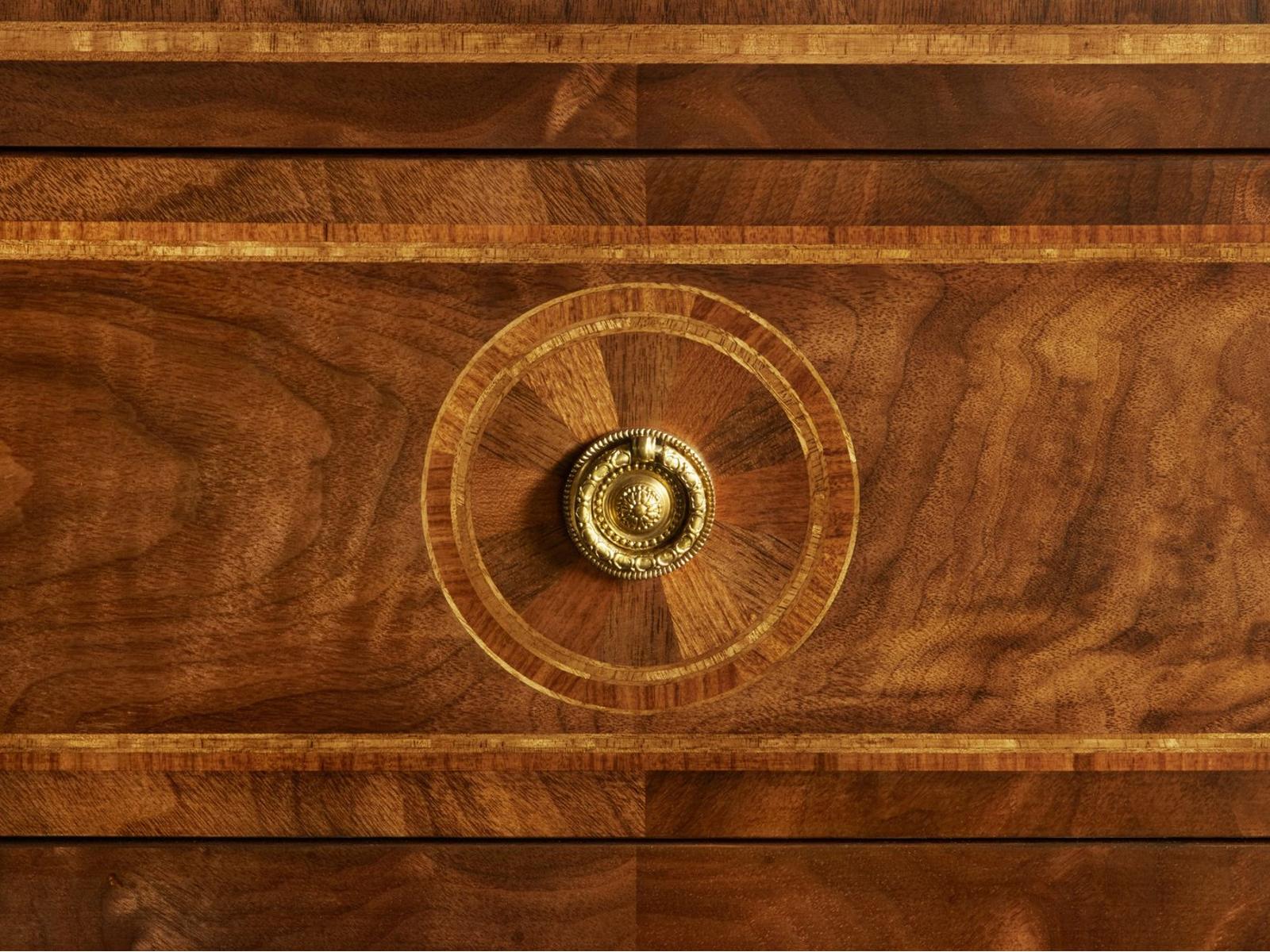 Parma 2-Drawer Walnut Nightstand with Brass Hardware
