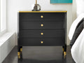 Niles 4-Drawer Nightstand with Black Marble Top and Ebony Finish