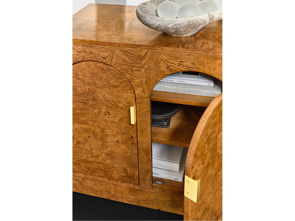 Arches 81-Inch Burlwood Brass Sideboard