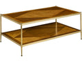 Oak Burl and Walnut Rectangular Wood Coffee Table