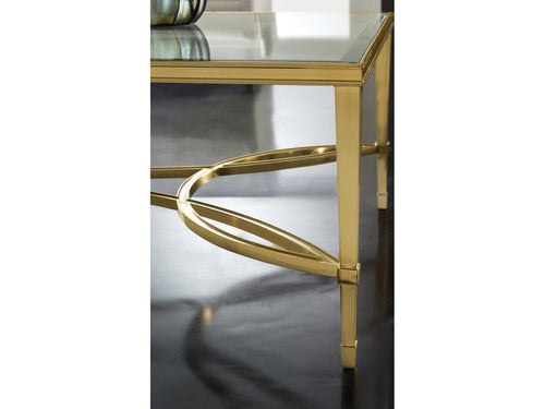 Brielle Rectangular Glass Coffee Table with Polished Brass Frame