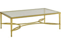 Brielle Rectangular Glass Coffee Table with Polished Brass Frame
