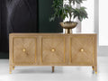 Noelle 70 Inch Oak Wood Sideboard with Brass Accents