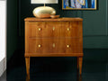 Vienna 2-Drawer Cherry Veneer Nightstand with Brass Hardware