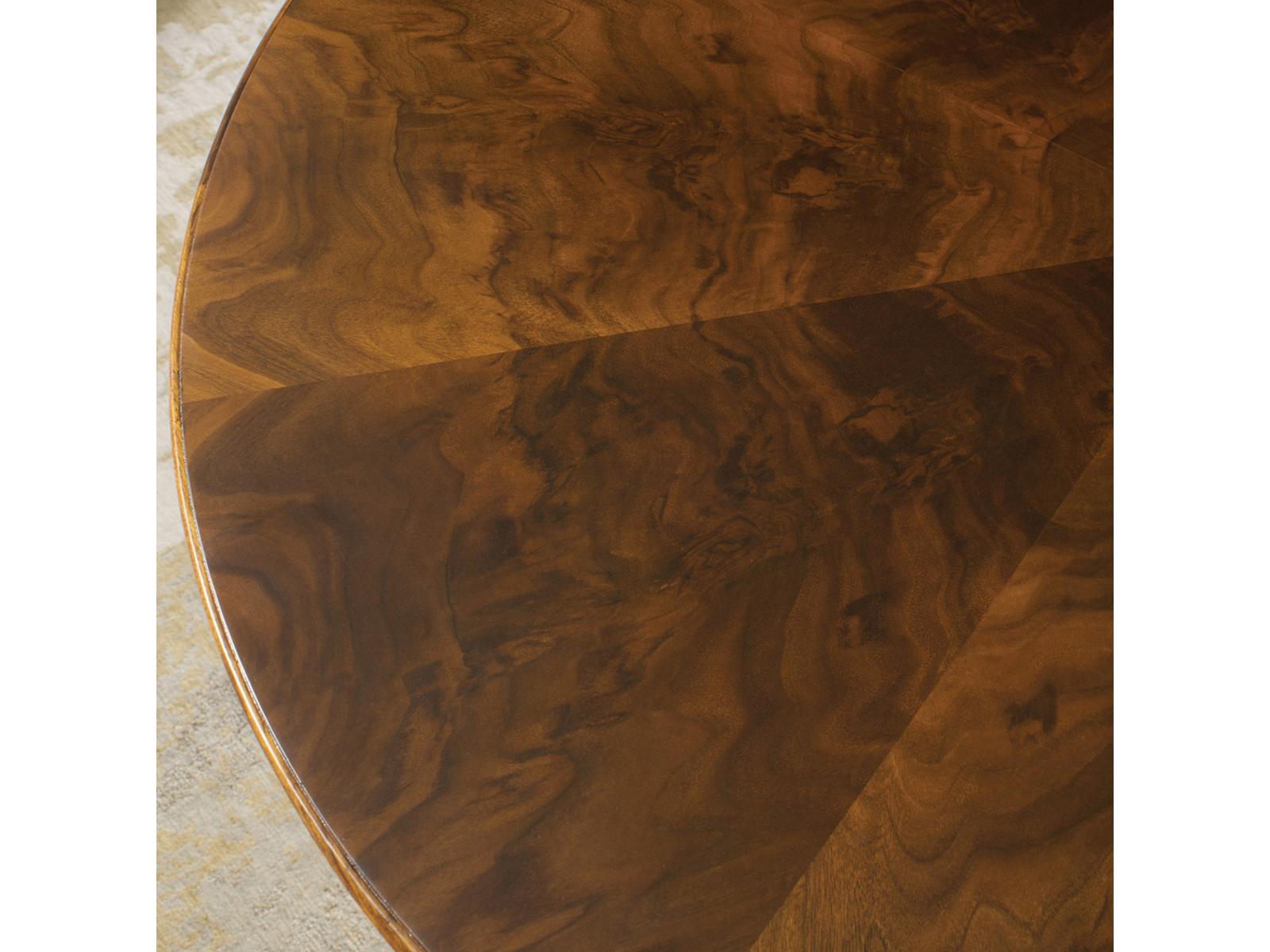 Marchand Round Wood End Table with Brass Detailing