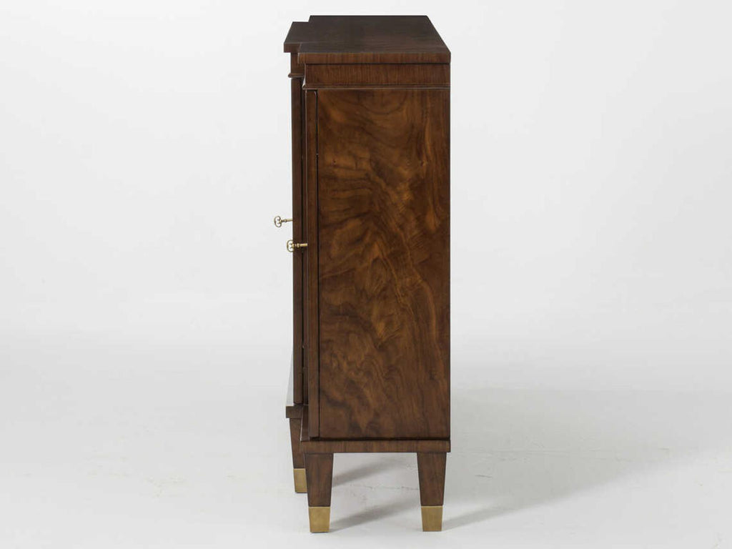 Walnut 62 Inch Breakfront Sideboard with Brass Capped Feet