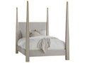 Gustavian Queen Four Poster Bed in Antique Grey with Gold Leaf Accents