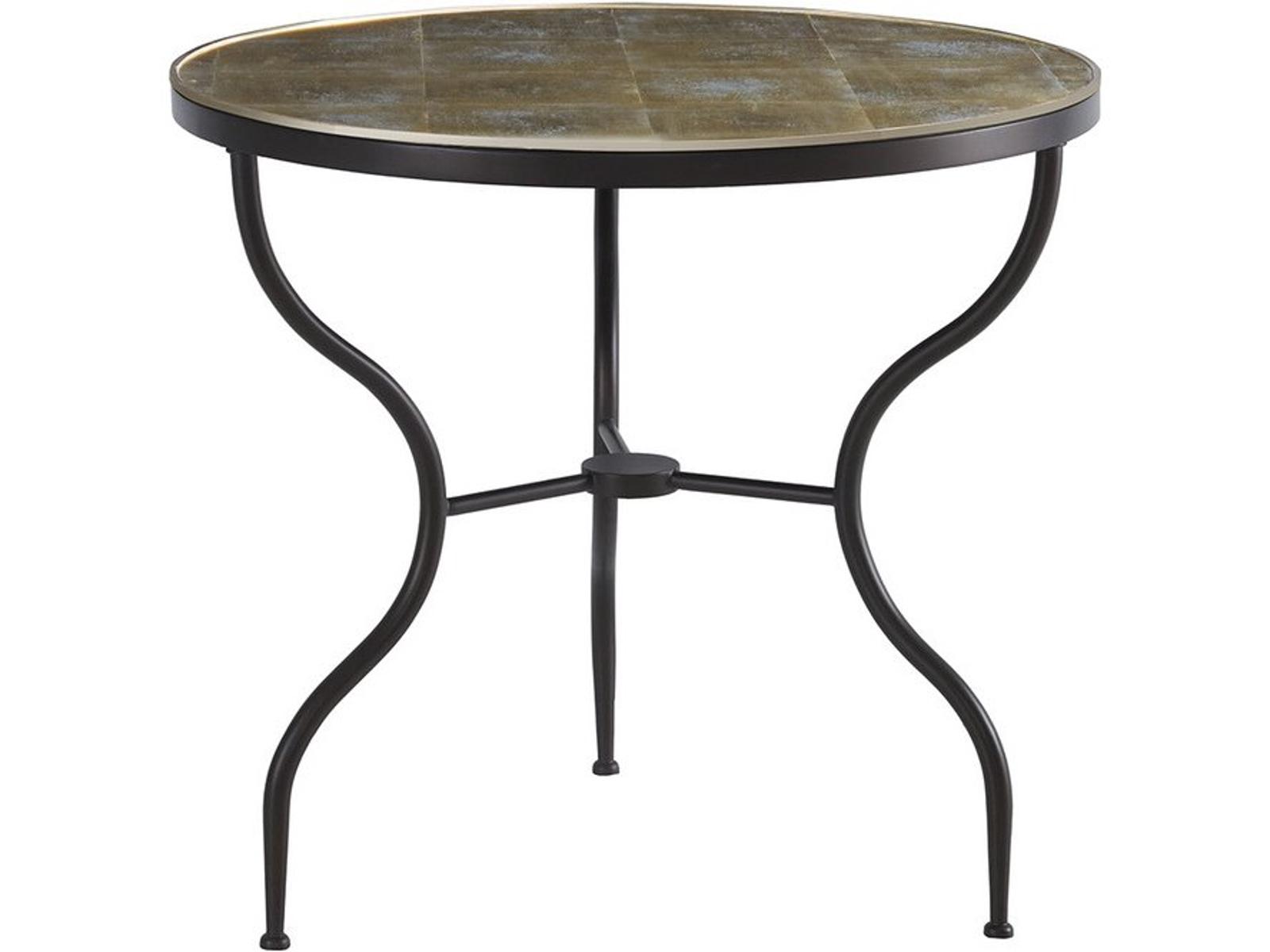 Round Glass End Table with Gold Leaf Eglimose Top
