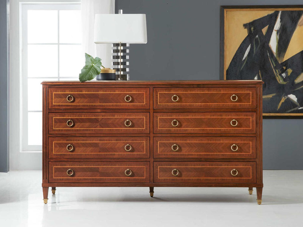 Villeneuve Brown Oak Wood 8-Drawer Double Dresser
