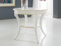 Covington Round End Table in Brushed White with Gold Leaf Detailing