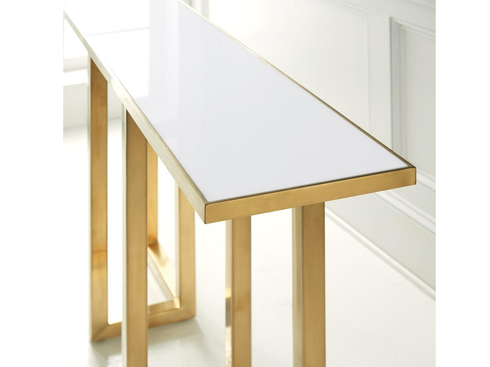 MHX Rectangular Console Table Acrylic Top Satin Brass Finish