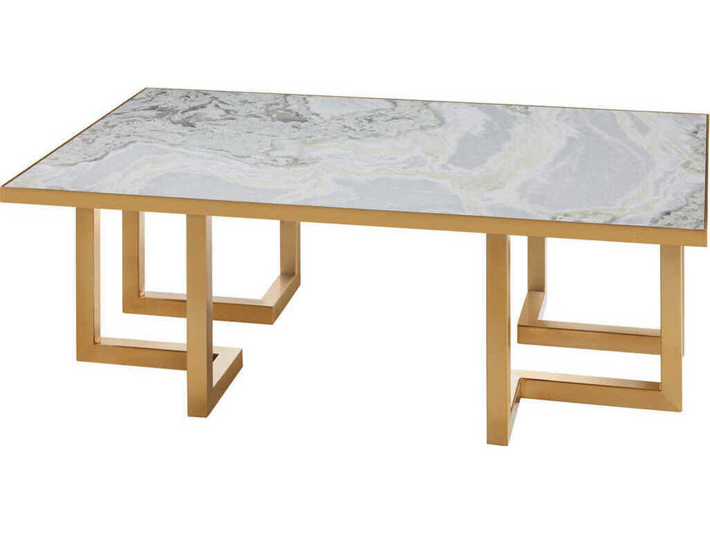 Geometric Rectangular Faux Marble Coffee Table