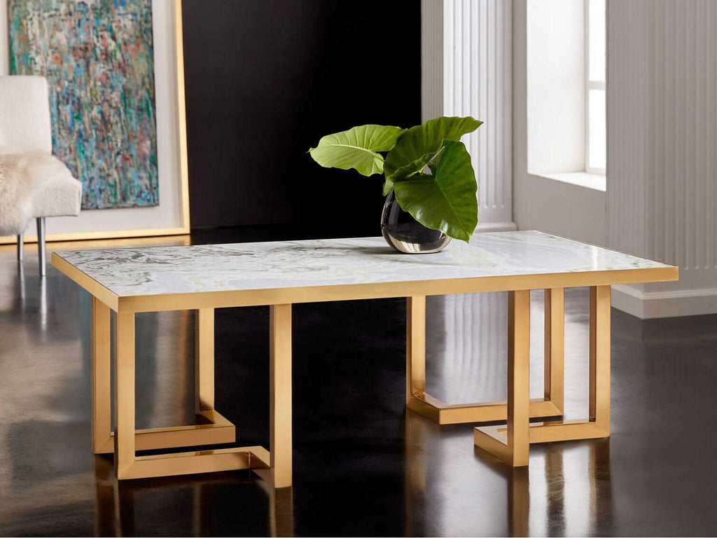 Geometric Rectangular Faux Marble Coffee Table