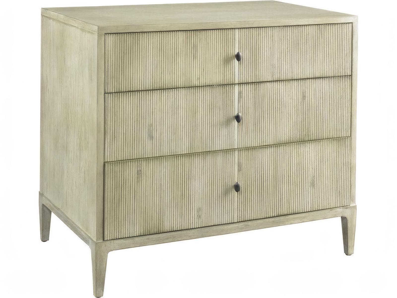 The Reedy 3-Drawer Nightstand in Beige Ash Wood