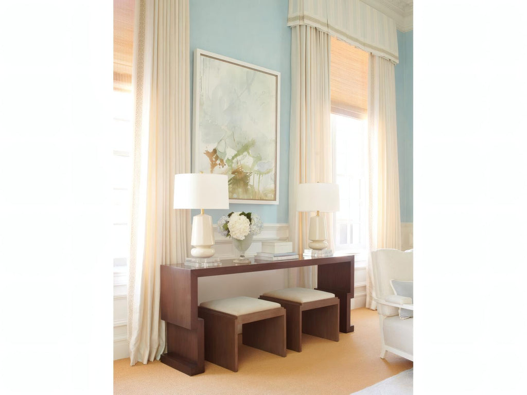 Kang Rectangular Wood Console Table with Walnut Veneers