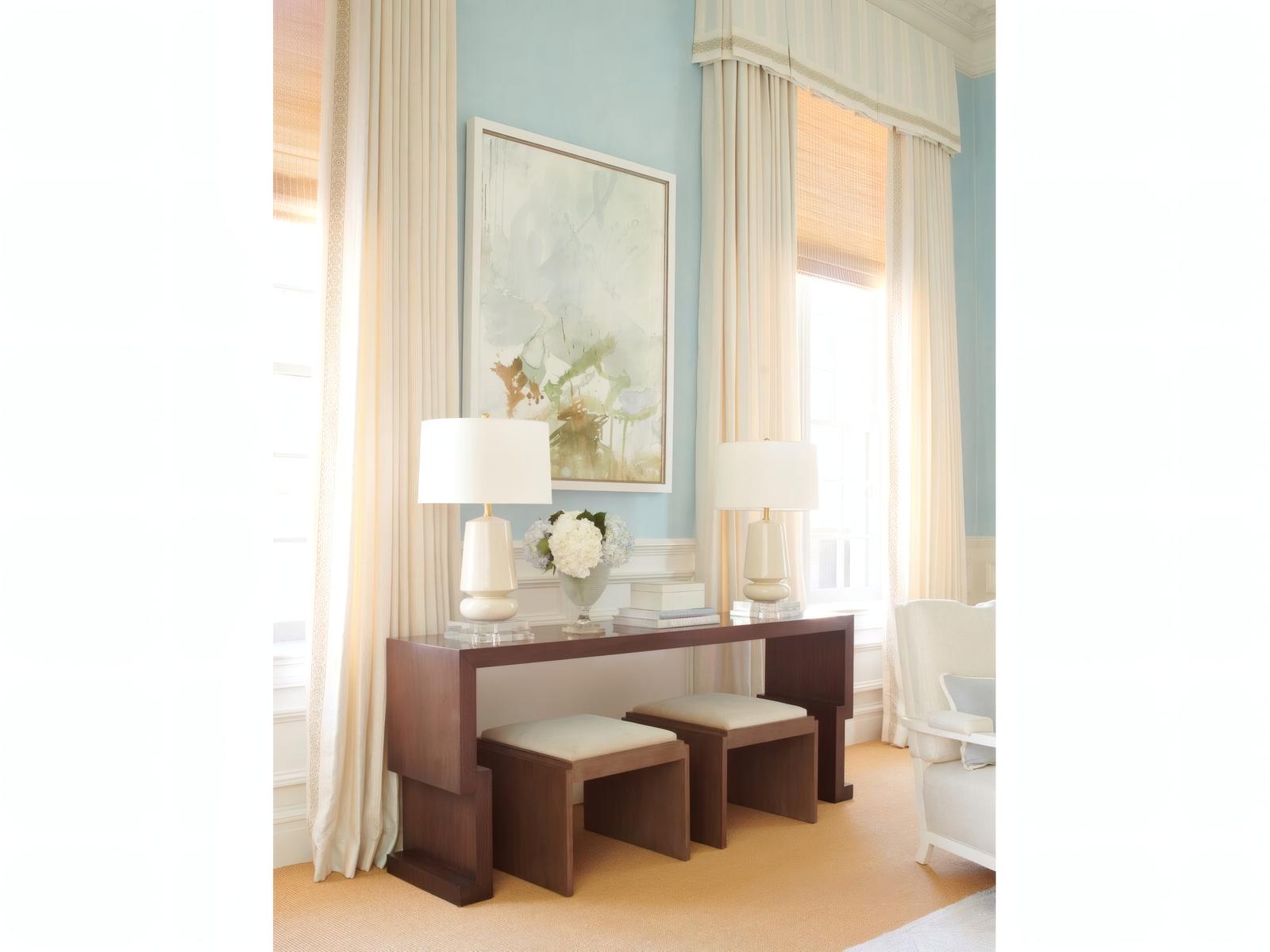 Kang Rectangular Wood Console Table with Walnut Veneers