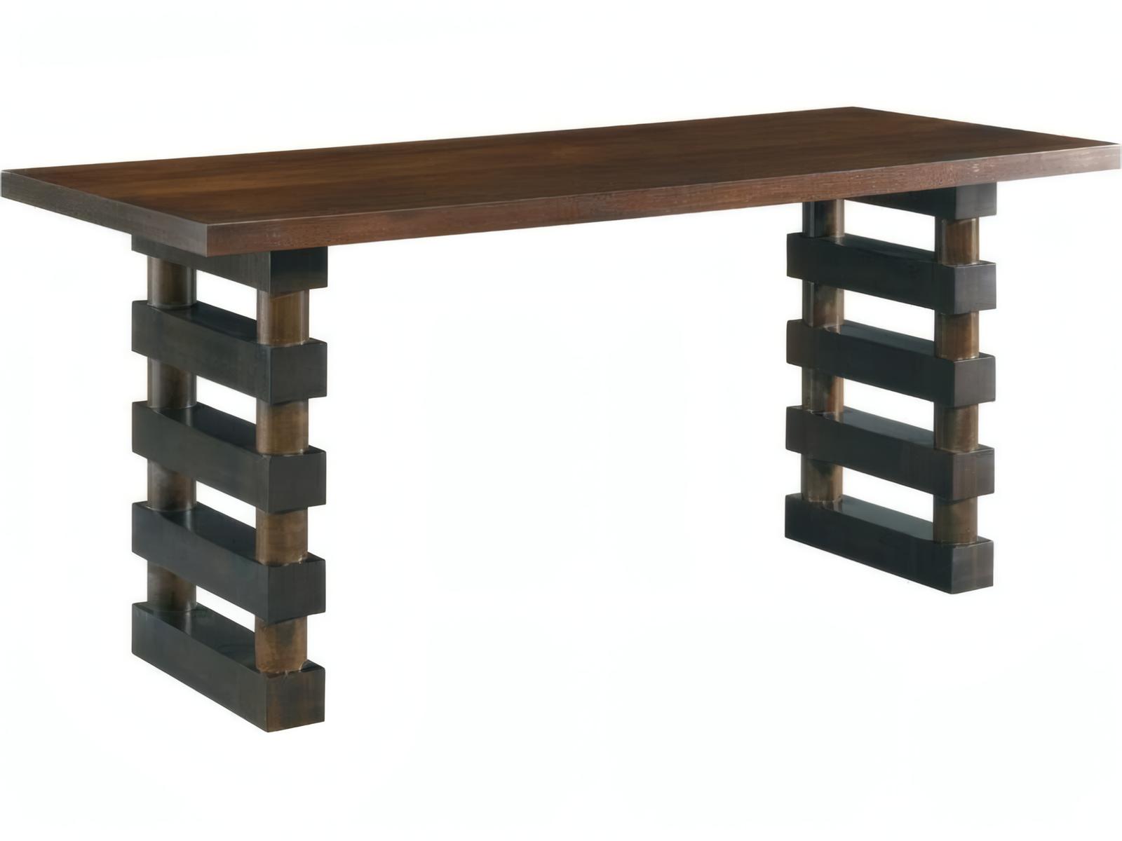 Colefax Rectangular Wood Console Table Two-Tone Finish