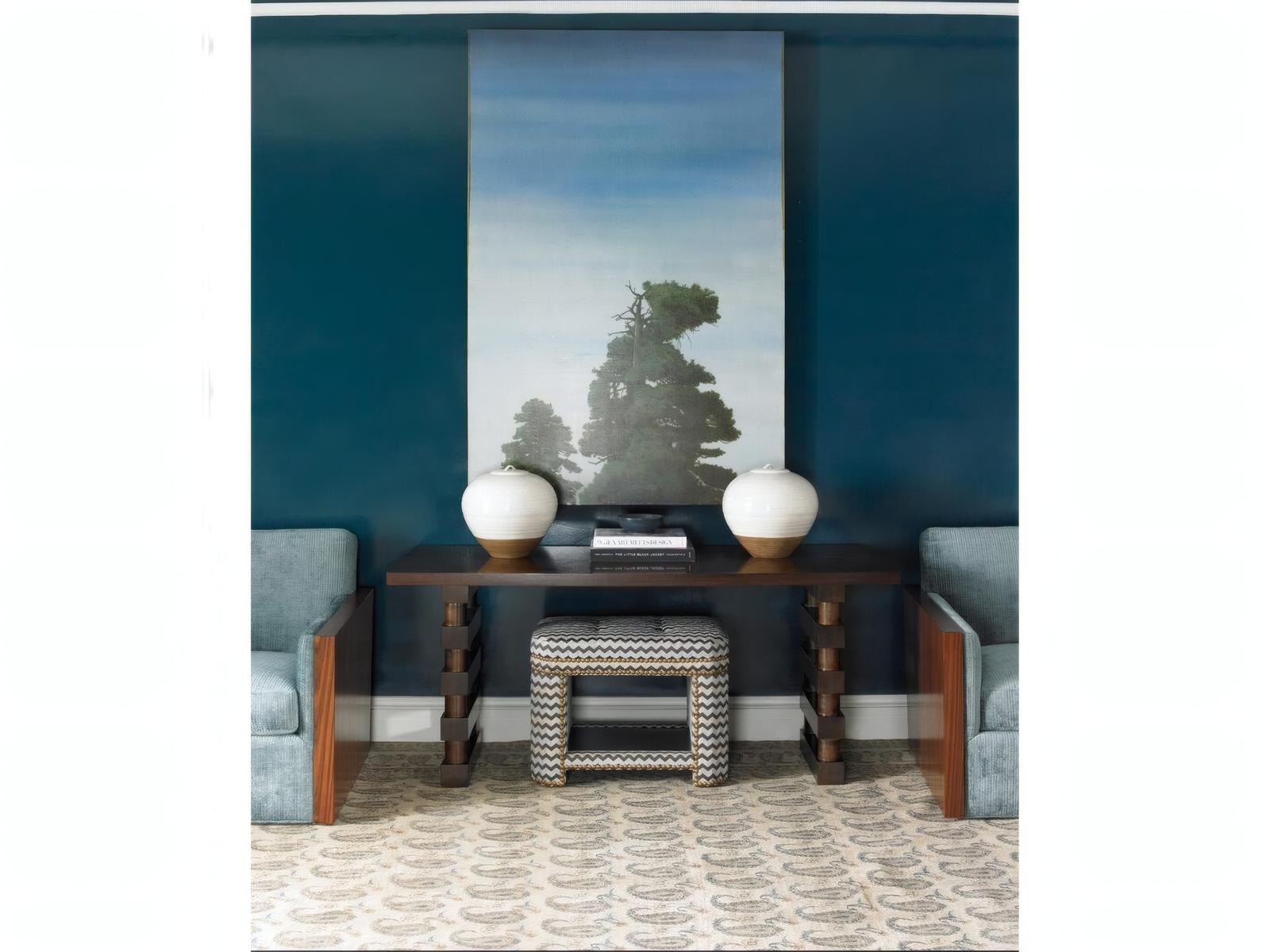 Colefax Rectangular Wood Console Table Two-Tone Finish