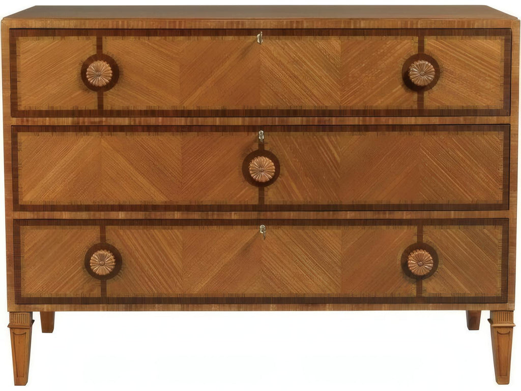 Exotic 3-Drawer Mahogany and Rosewood Dresser in Brown