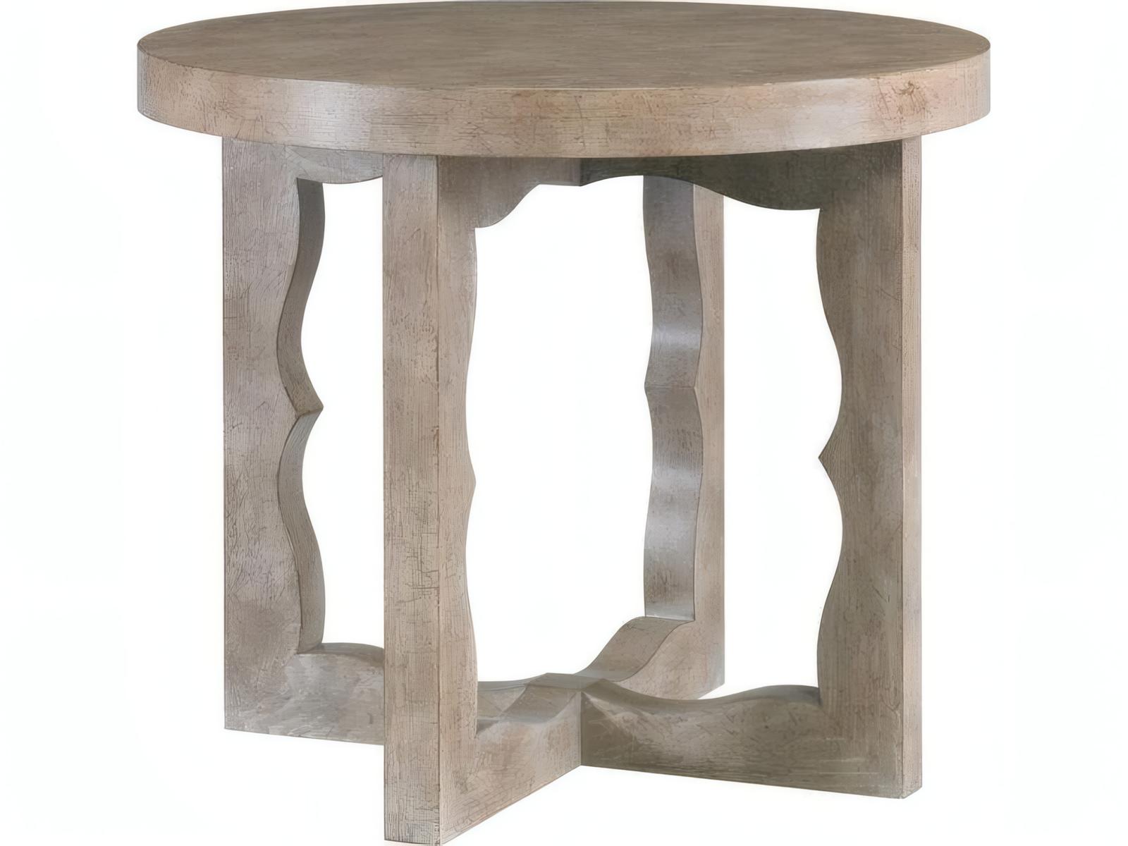 Cyma Round Wood End Table with Sculptural Base