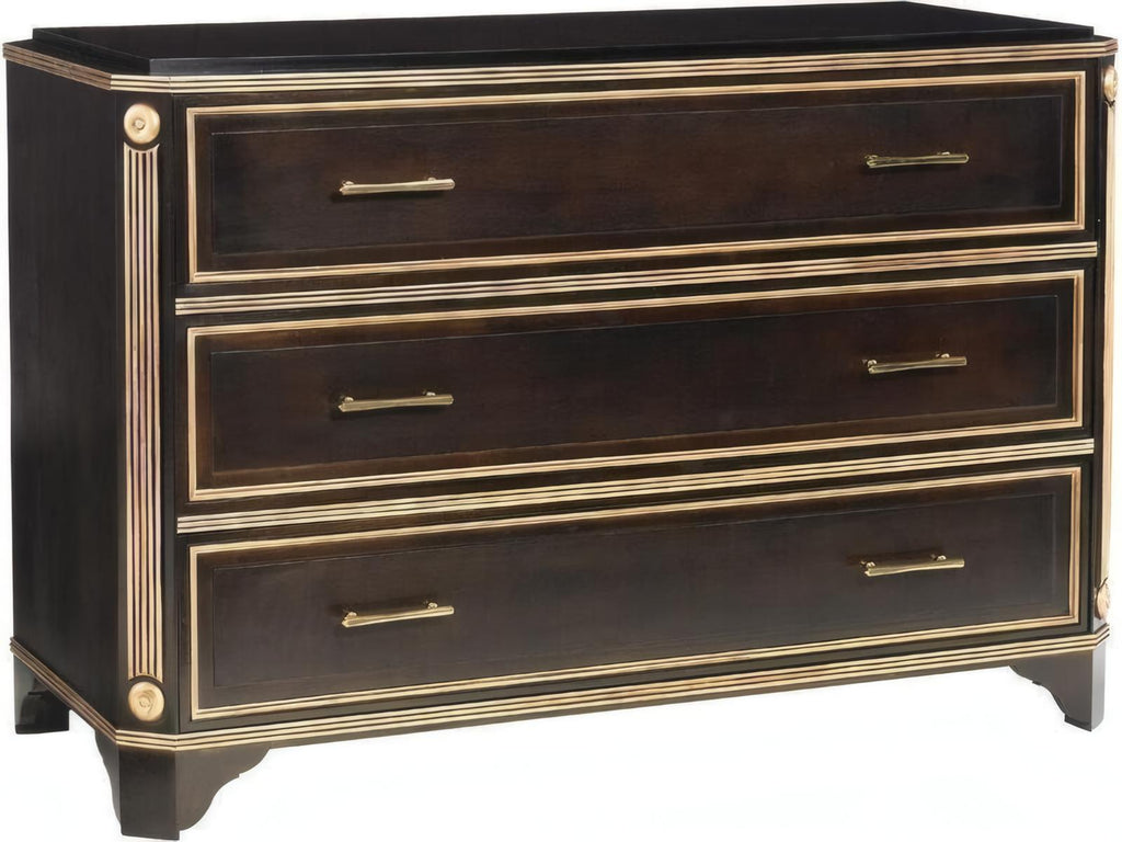 Directoire 3-Drawer Wood Dresser with Brass Hardware