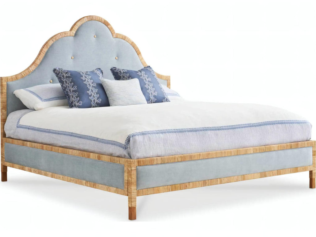 Sloane Upholstered King Panel Bed with Brown Hardwood