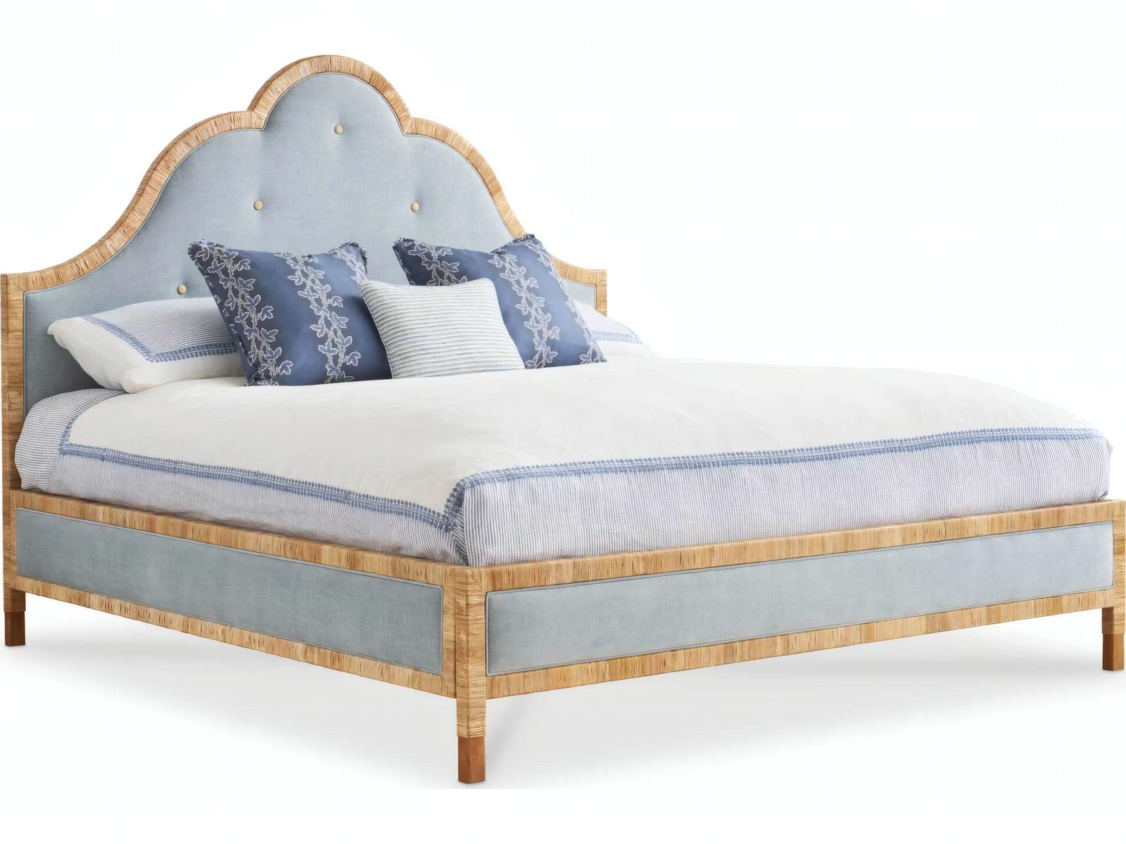Sloane Upholstered King Panel Bed in Brown Hardwood