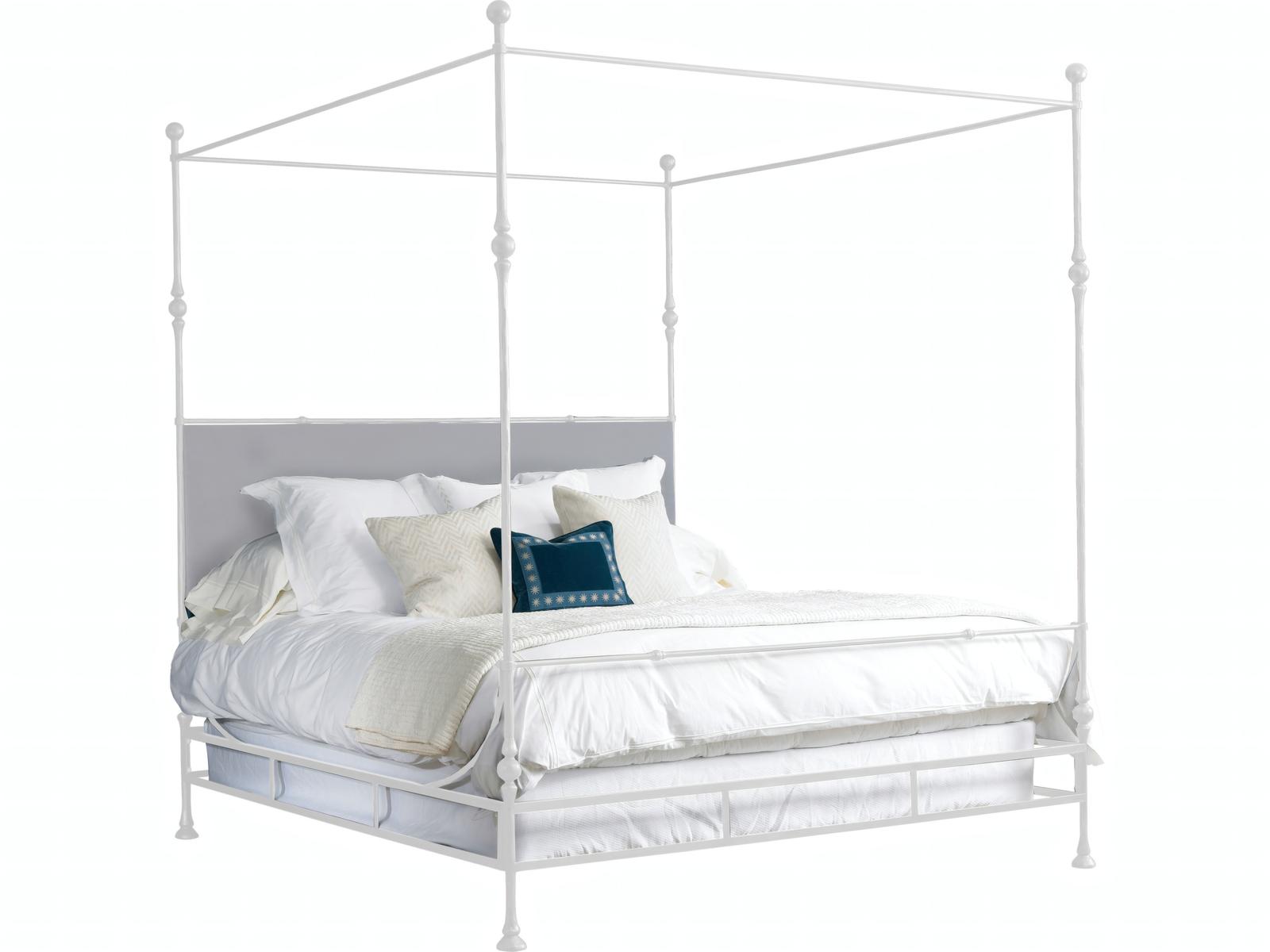 Tuscan Chalky White Upholstered Poster Bed