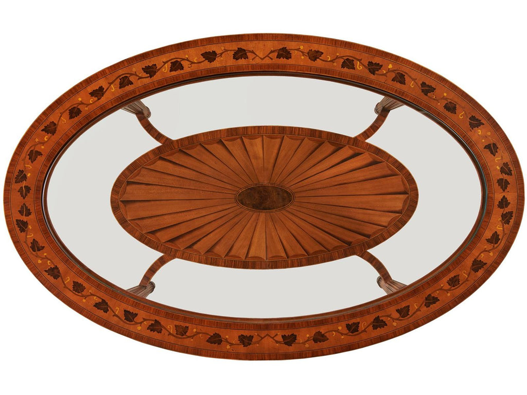 Marquetry Oval Coffee Table in Aged Regency Finish