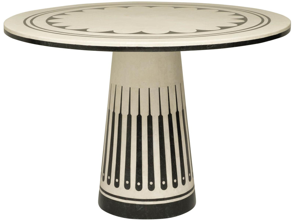 Stoneham Round Honed White Agate And Black Waxstone Center Table