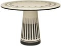 Stoneham Round Honed White Agate And Black Waxstone Center Table