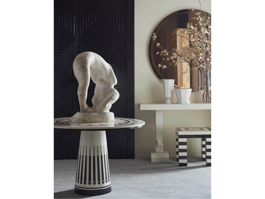 Stoneham Round Honed White Agate And Black Waxstone Center Table