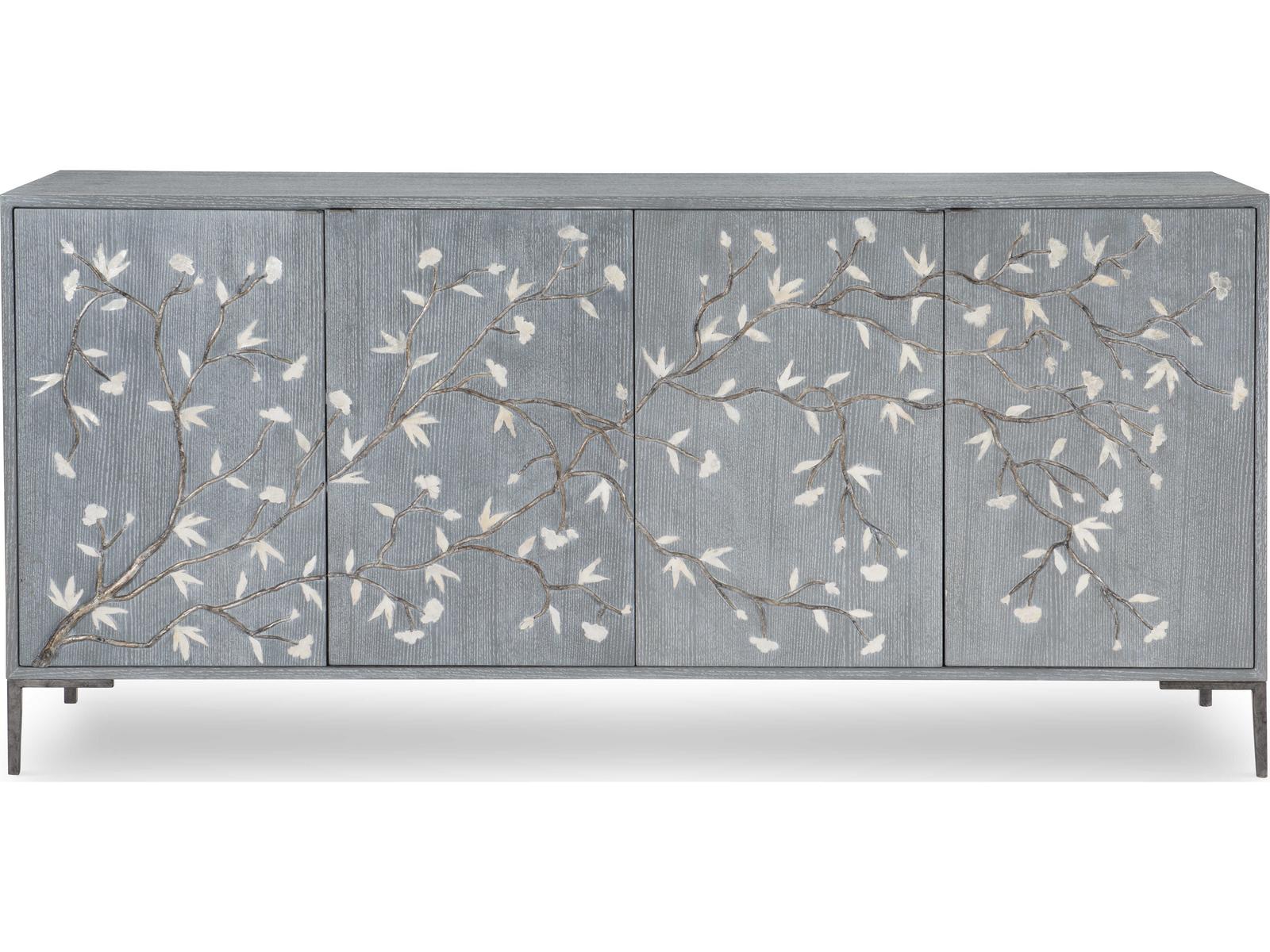Blossom 78-Inch Gray Lacquered Walnut Chiffonier Sideboard