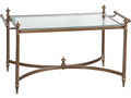 Asher Rectangular Glass Antiqued Cast Brass Coffee Table