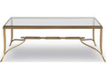 Cortona Rectangular Glass Antiqued Brass Cocktail Table