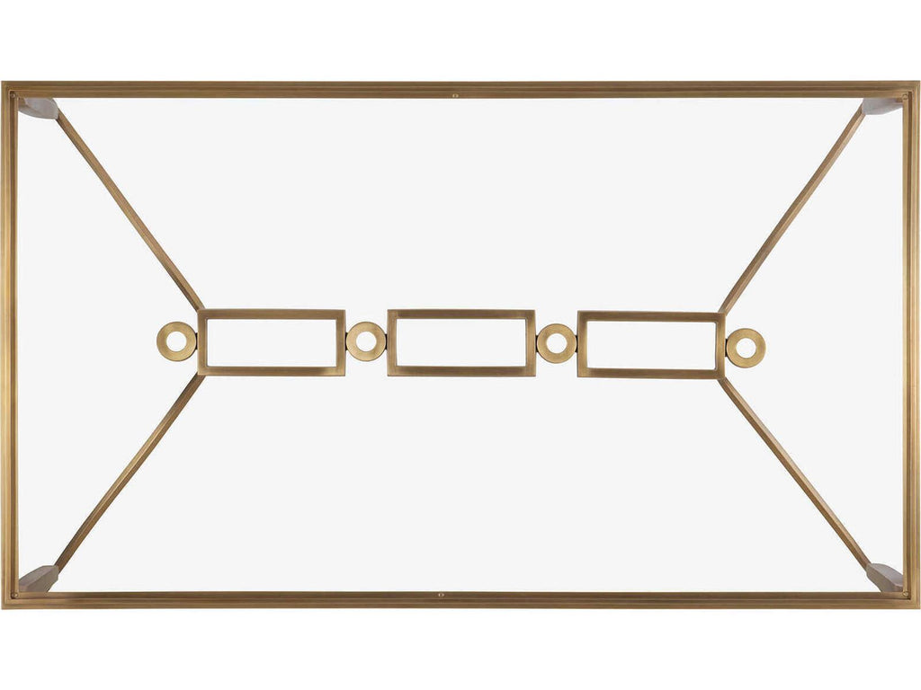 Cortona Rectangular Glass Antiqued Brass Cocktail Table