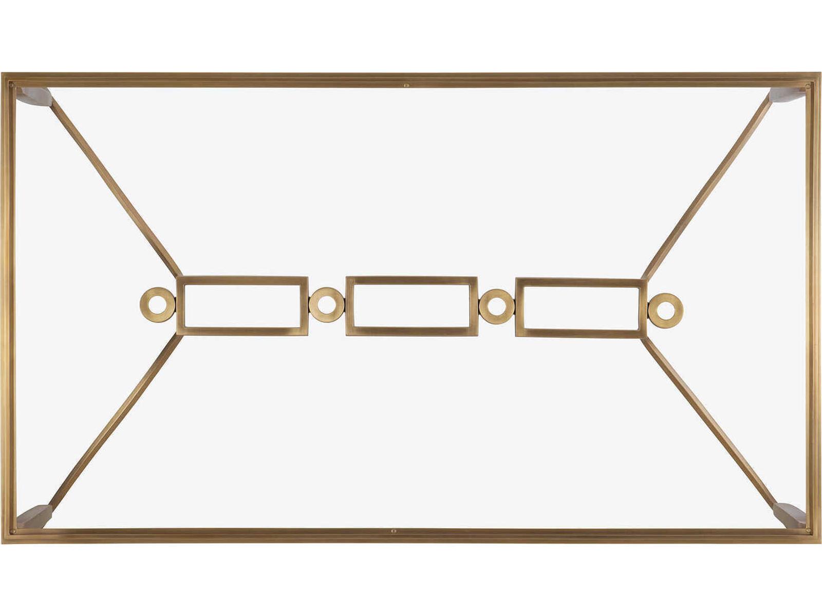 Cortona Rectangular Glass Antiqued Brass Cocktail Table