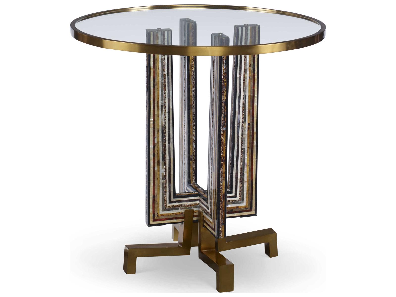 Maya Round Glass Soft Cast Brass End Table