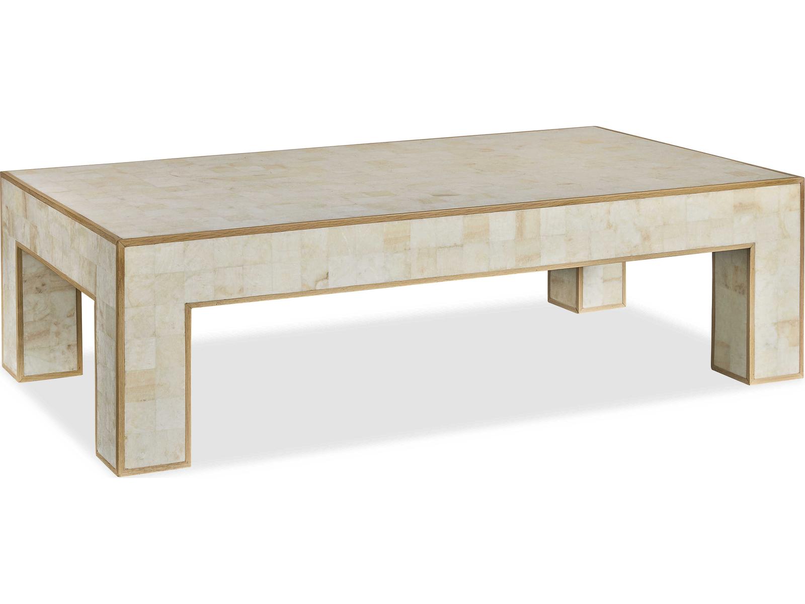 Maitland-Smith Freyja Rectangular Coffee Table in Crystal Stone and Light Oak