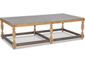 Riempie Rectangular Glass Coffee Table with Wood and Metal Base