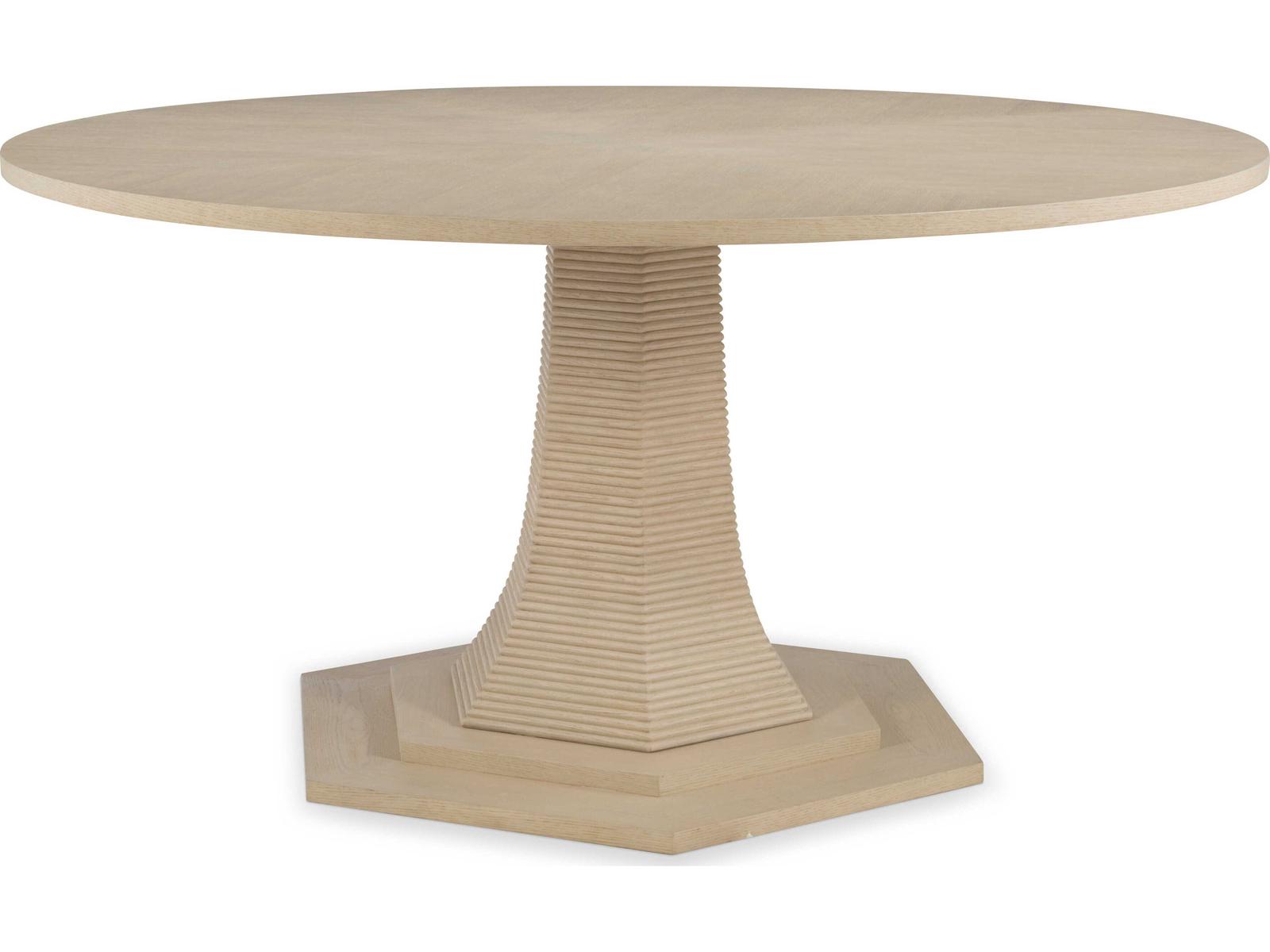 Poppy Round Wood Dining Table with Cerused Oak Finish