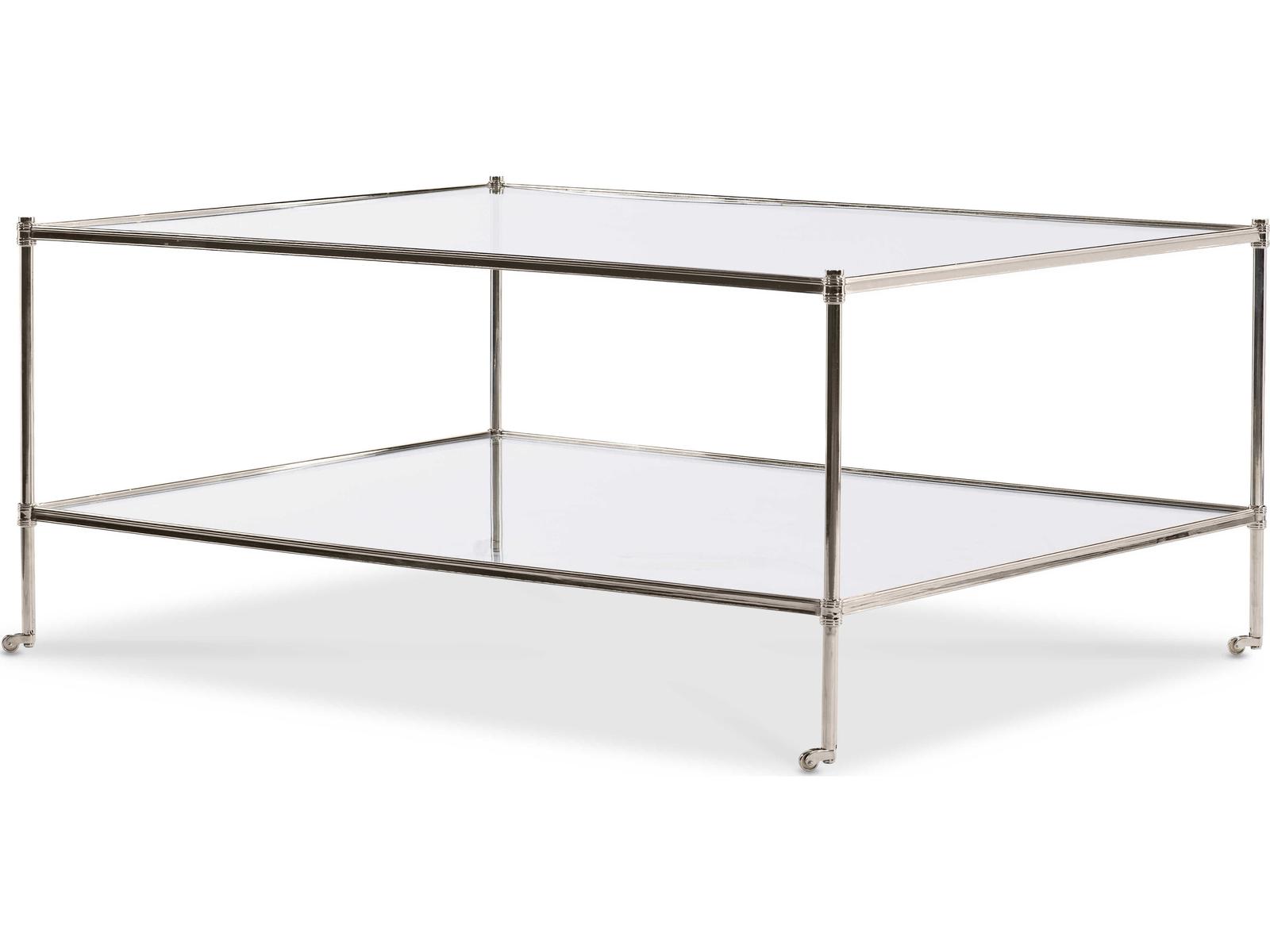 Nova Rectangular Coffee Table in Polished Nickel and Glass