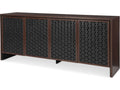 Lazaro Walnut Accent Chest with Hand-Woven Leather Front