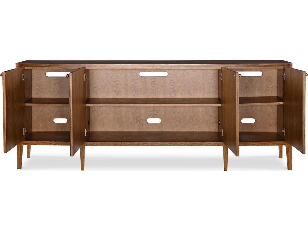 Paladin 90-Inch Rectangle Sideboard in Paldao Wood with Brass Knobs