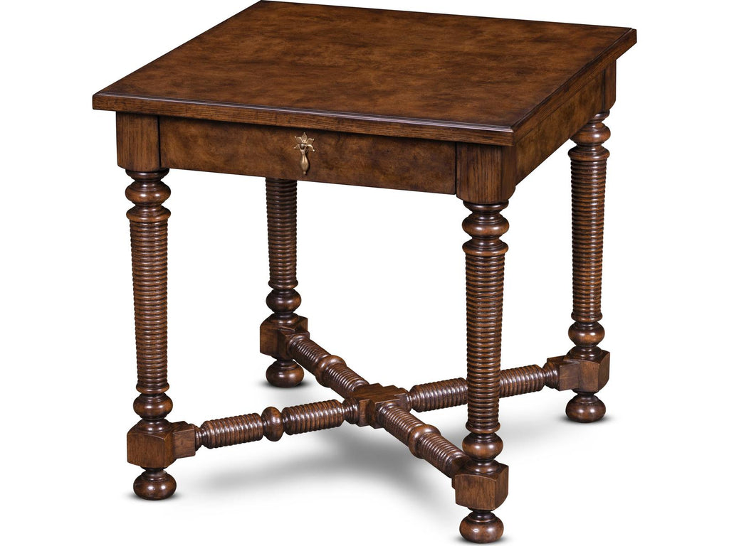 Maitland-Smith Owen Square Wood End Table with Single Drawer