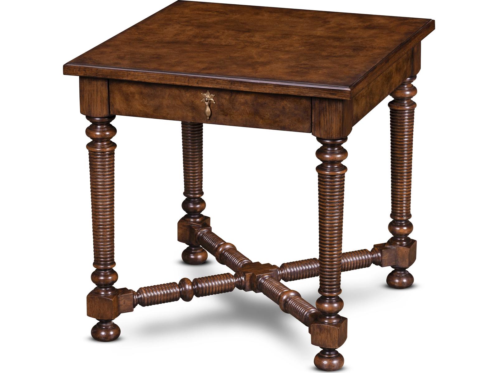 Maitland-Smith Owen Square Wood End Table with Single Drawer