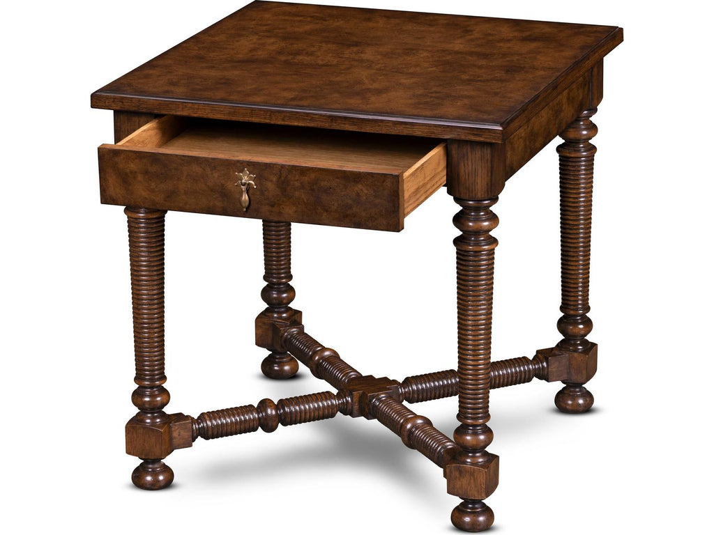 Maitland-Smith Owen Square Wood End Table with Single Drawer