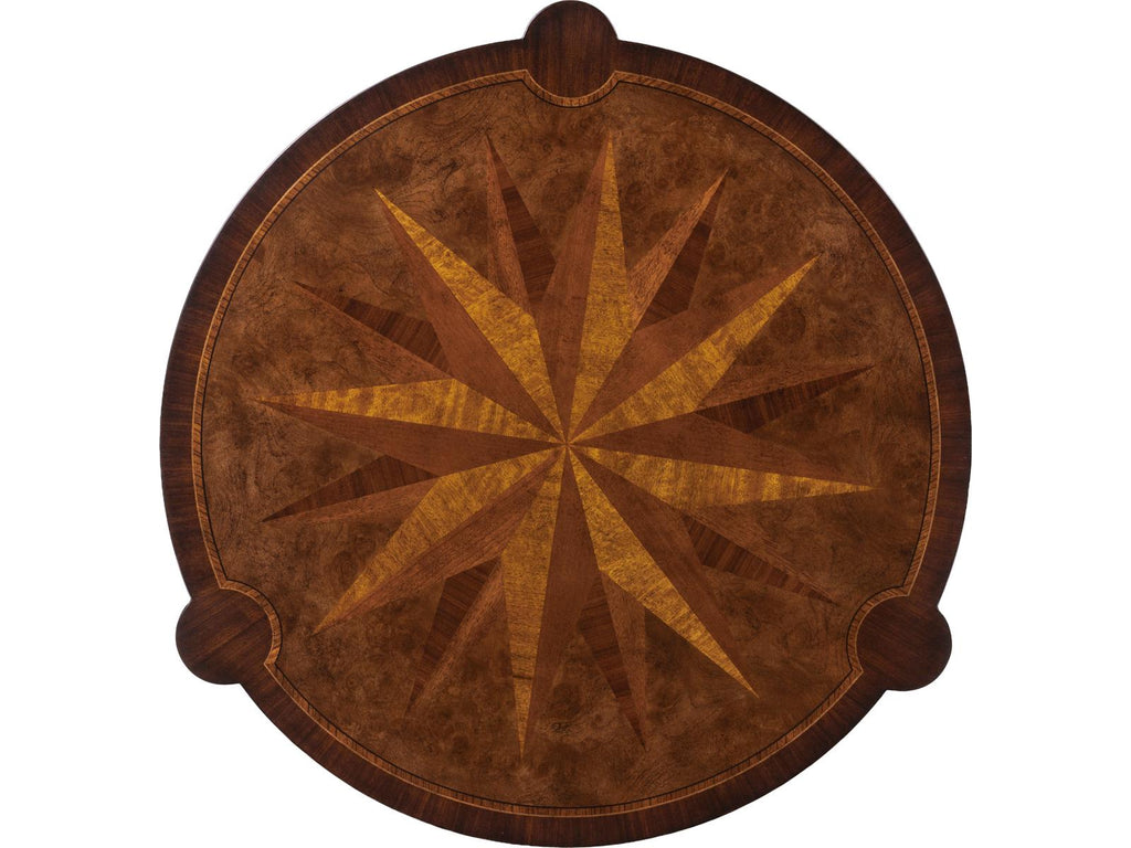 Maitland-Smith Cameron Round Wood End Table with Inlaid Starburst Top