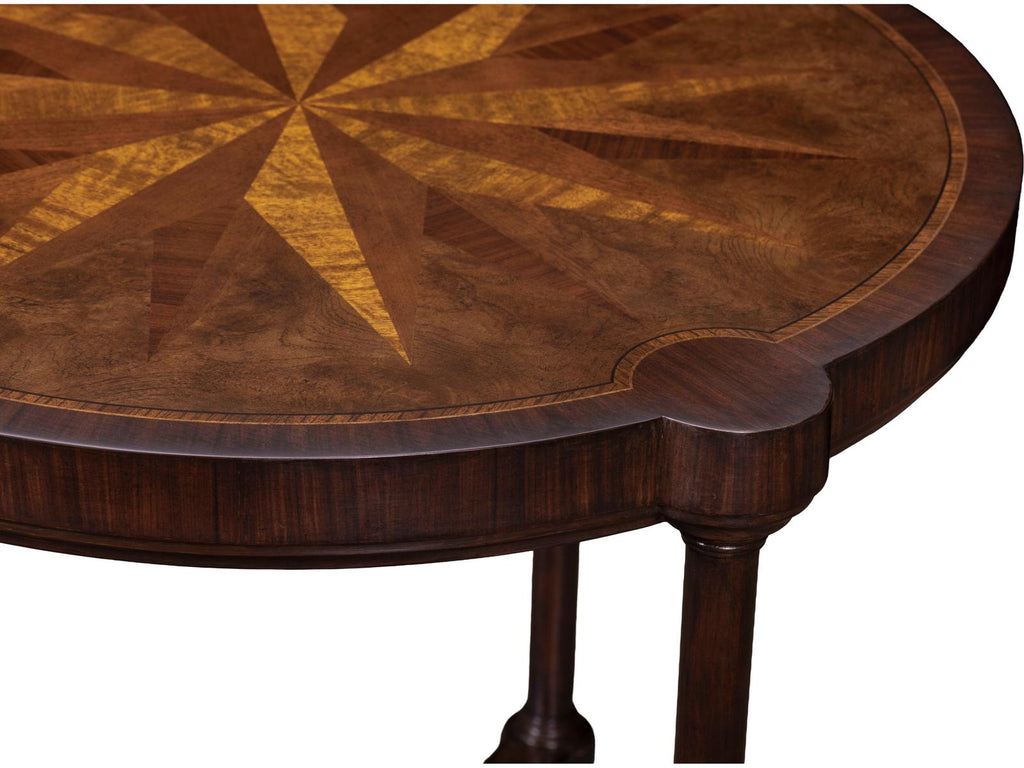 Maitland-Smith Cameron Round Wood End Table with Inlaid Starburst Top