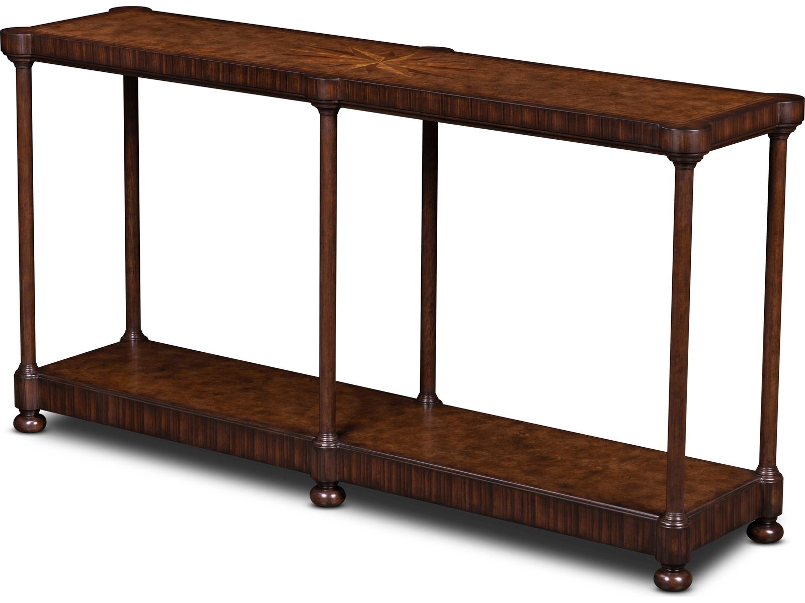 Cameron Rectangular Wood Console Table with Inlaid Starburst Top